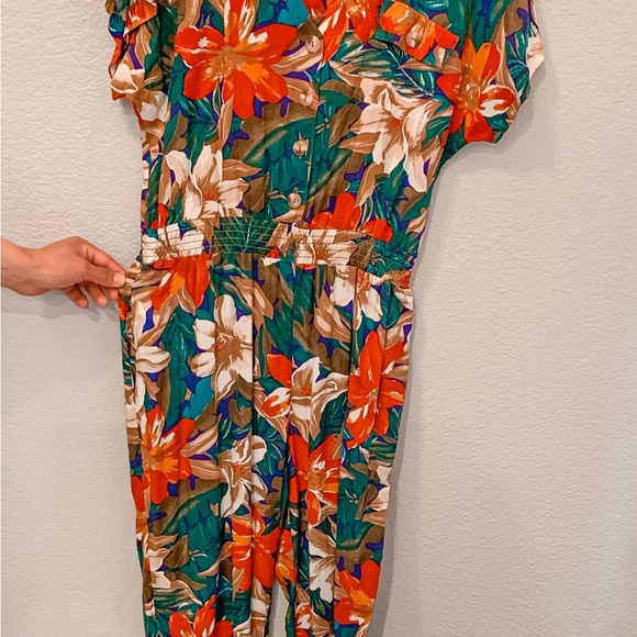 Vintage 90 Ms. Choice Tropical Floral Jumper Pants Jumpsuit Romper Size 8 Medium - Picture 6 of 16